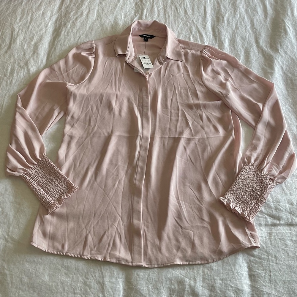 Express Vneck Hidden Button Up